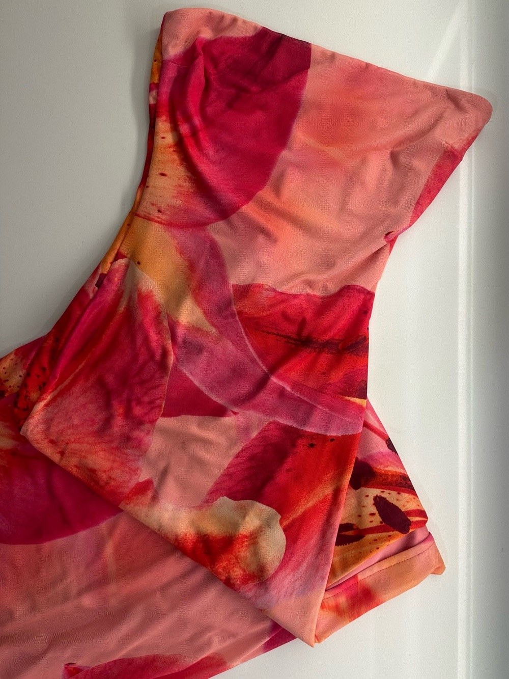 Windsor Strapless Pink and Red Floral Print Dress